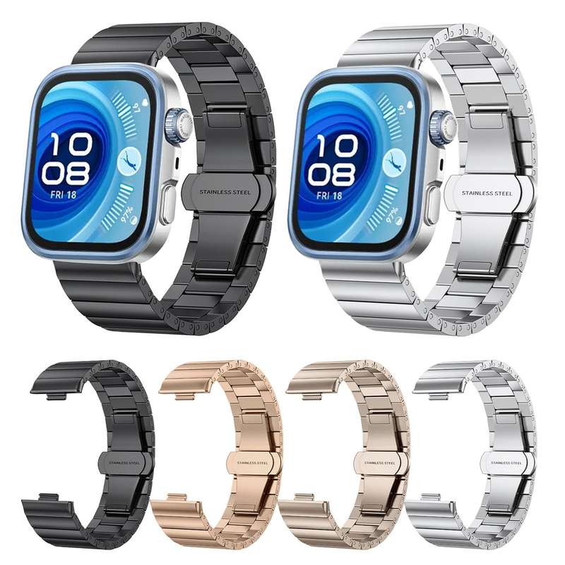 For Huawei Watch Fit 4 / 4 Pro / 3 Bamboo Stainless Steel Watch Band(Black)