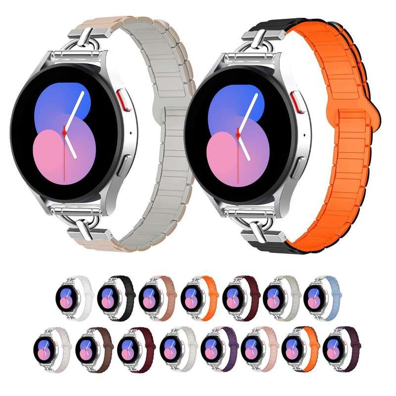20mm D-shaped Tri-beads Magnetic Silicone Watch Band(Smoky Purple Wine Red)