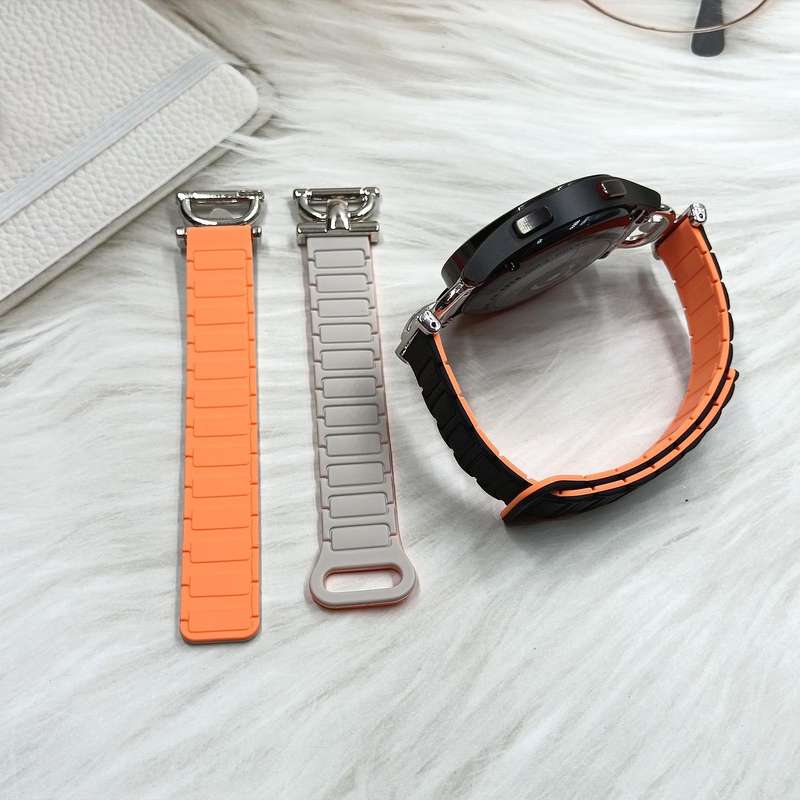 20mm D-shaped Tri-beads Magnetic Silicone Watch Band(Smoky Purple Wine Red)