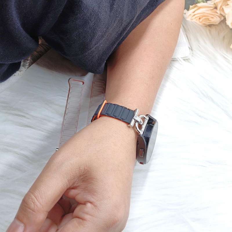 20mm D-shaped Tri-beads Magnetic Silicone Watch Band(Smoky Purple Wine Red)