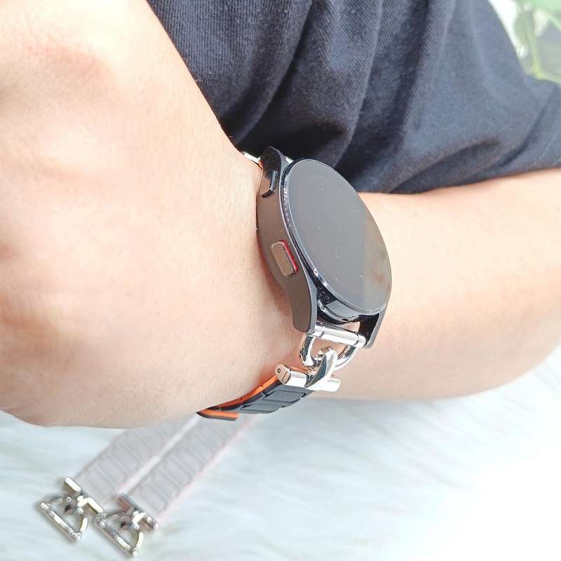 20mm D-shaped Tri-beads Magnetic Silicone Watch Band(Smoky Purple Wine Red)