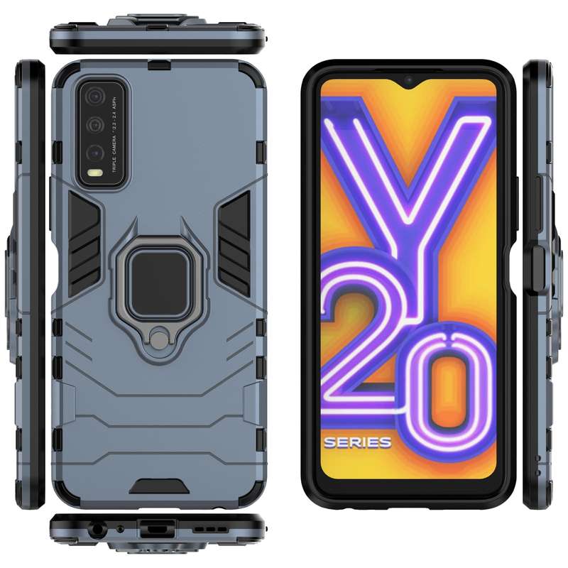 For Vivo Y20 PC + TPU Shockproof Protective Case with Magnetic Ring Holder(Black)