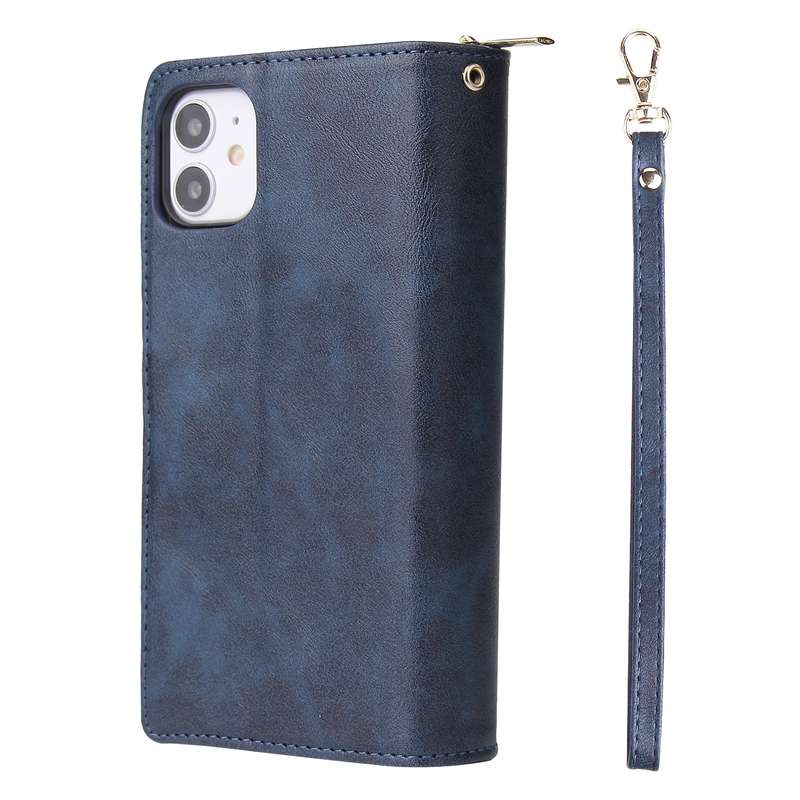 For iPhone 11 Pro Max Zipper Wallet Bag Horizontal Flip PU Leather Case with Holder & 9 Card Slots &