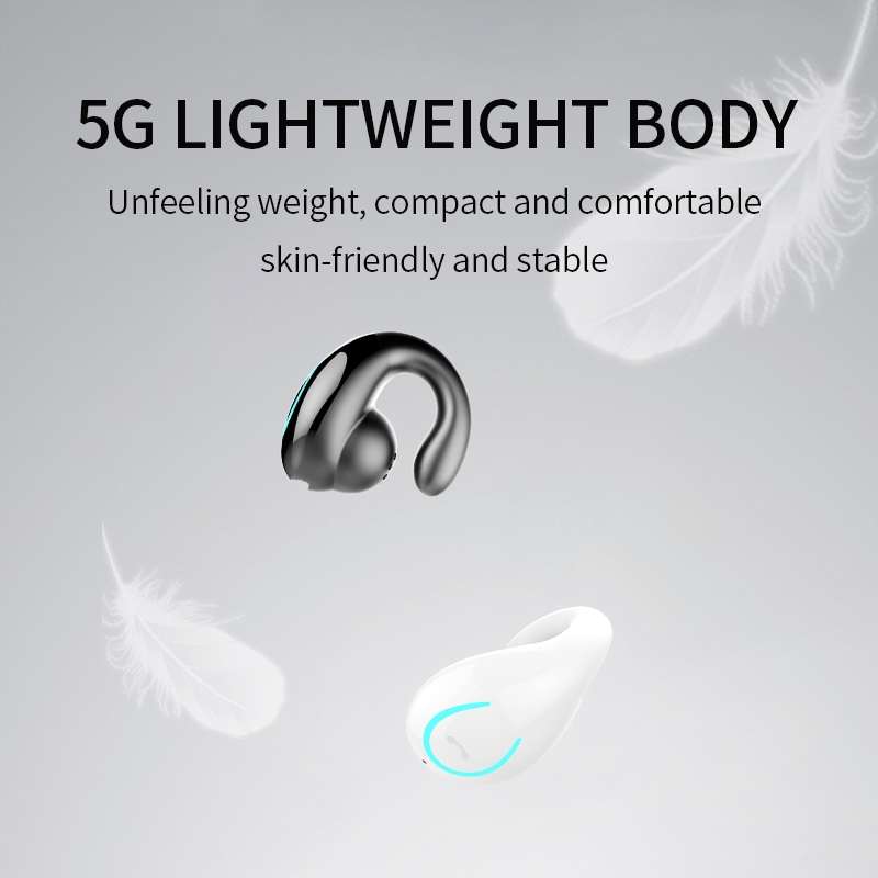 YX08 Ultra-light Ear-hook Wireless V5.0 Bluetooth Earphones Ear Clip Stereo Bluetooth Headset with M