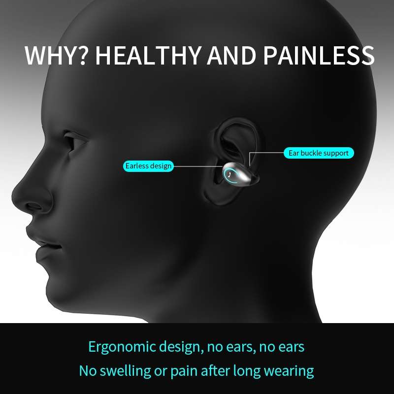 YX08 Ultra-light Ear-hook Wireless V5.0 Bluetooth Earphones Ear Clip Stereo Bluetooth Headset with M