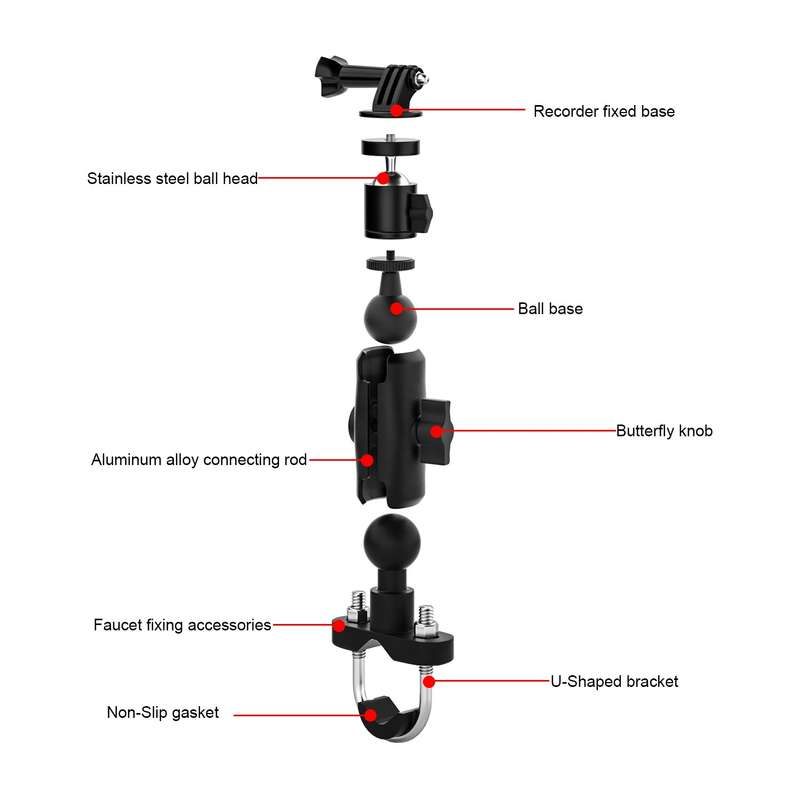 CS-1134A1 Motorcycle Bike Action Camera Recorder Mobile Phone Fixing Bracket Holder, Handlebar Versi