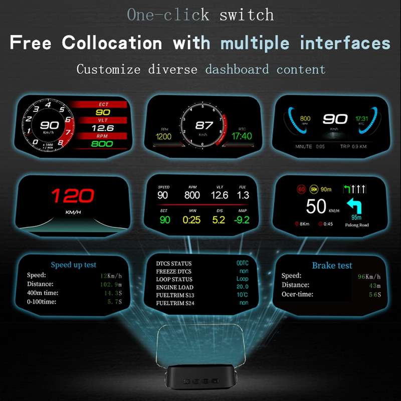 C2 Car HUD Head-up Display GPS Digital Meter Water Temperature / Voltage / Speed