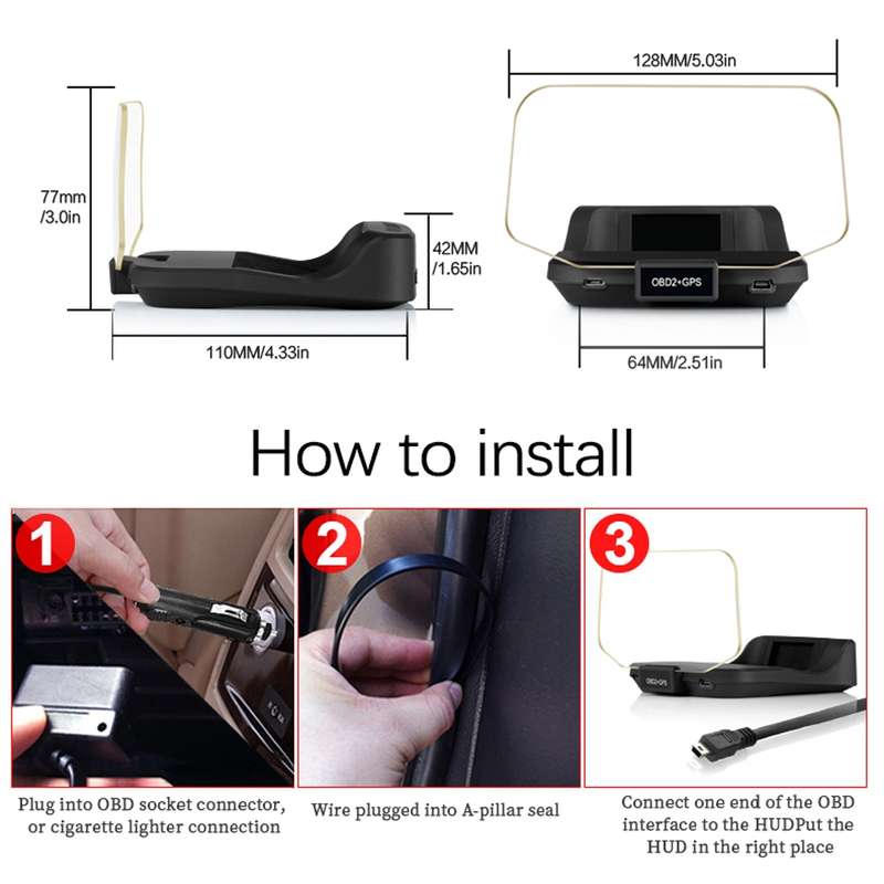 C2 Car HUD Head-up Display GPS Digital Meter Water Temperature / Voltage / Speed