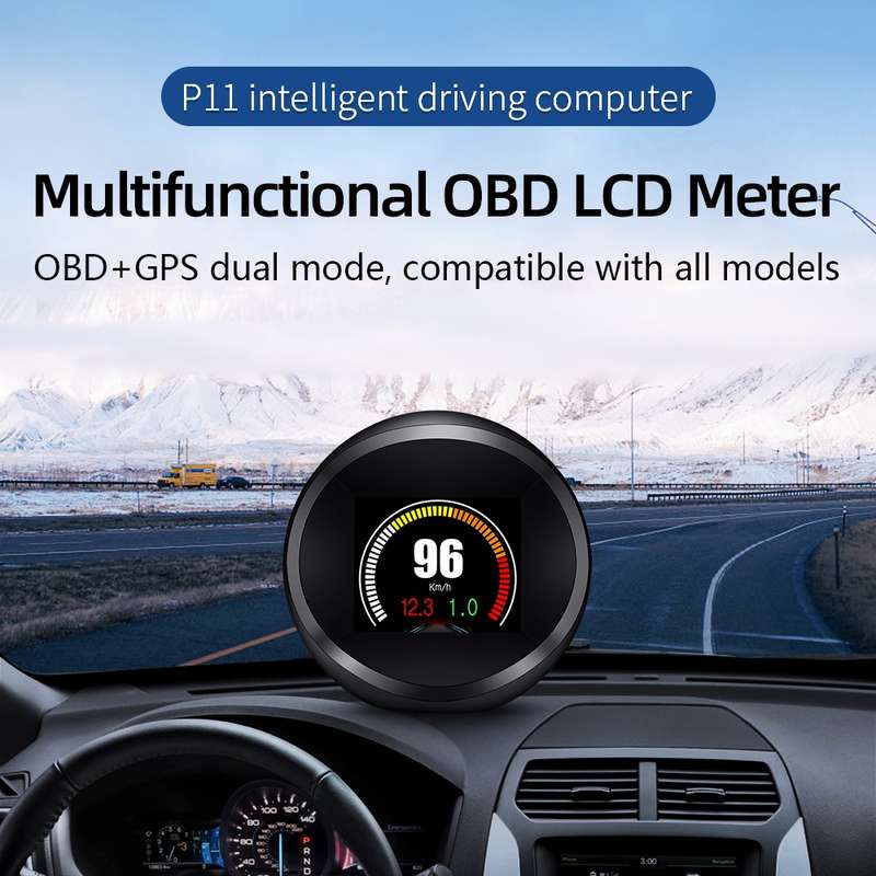 P11 OBD2 + GPS Mode Car HUD Head-up Display Water Temperature / Vehicle Speed / Voltage / Fuel Consu