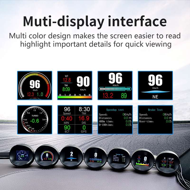 P11 OBD2 + GPS Mode Car HUD Head-up Display Water Temperature / Vehicle Speed / Voltage / Fuel Consu