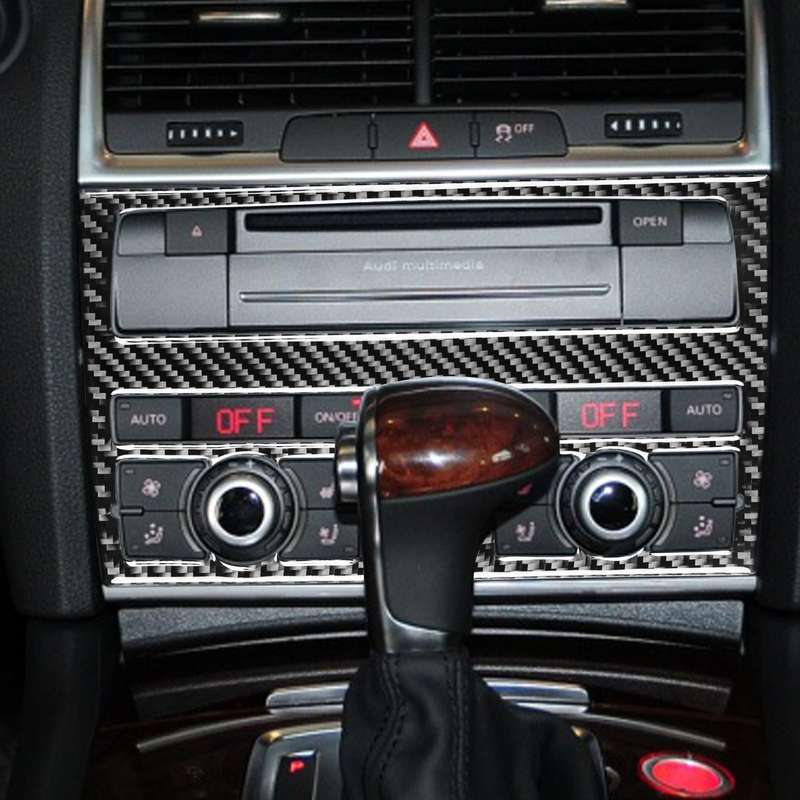 Car Carbon Fiber Air Conditioning Adjustment Panel Decorative Sticker for Audi Q7 2008-2015, Left an
