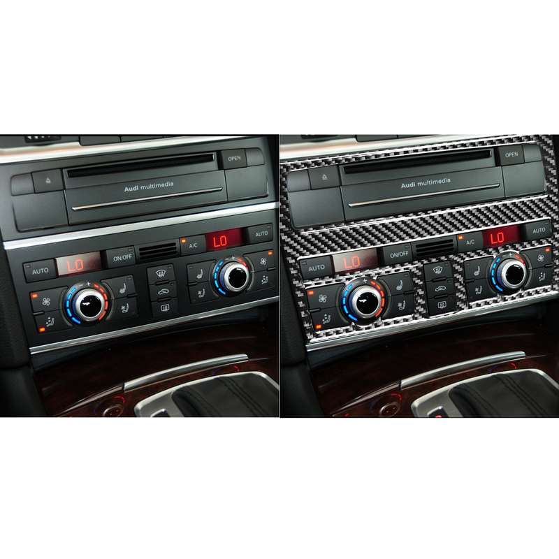Car Carbon Fiber Air Conditioning Adjustment Panel Decorative Sticker for Audi Q7 2008-2015, Left an