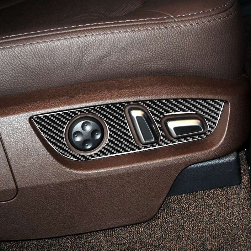 Car Carbon Fiber Seat Adjustment Panel Decorative Sticker for Audi Q7 2008-2015, Left and Right Driv