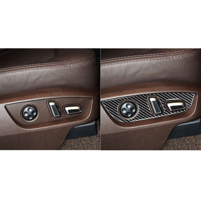 Car Carbon Fiber Seat Adjustment Panel Decorative Sticker for Audi Q7 2008-2015, Left and Right Driv