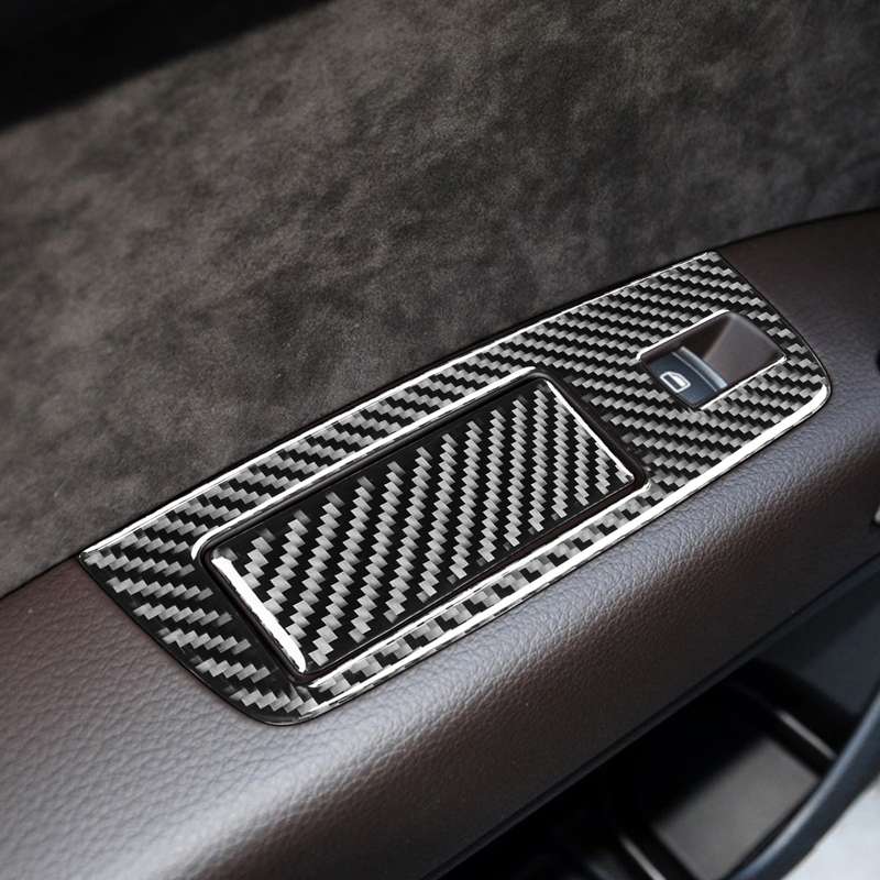 6 in 1 Car Carbon Fiber Window Glass Lifter Panel Decorative Sticker for Audi Q7 2008-2015, Left Dri