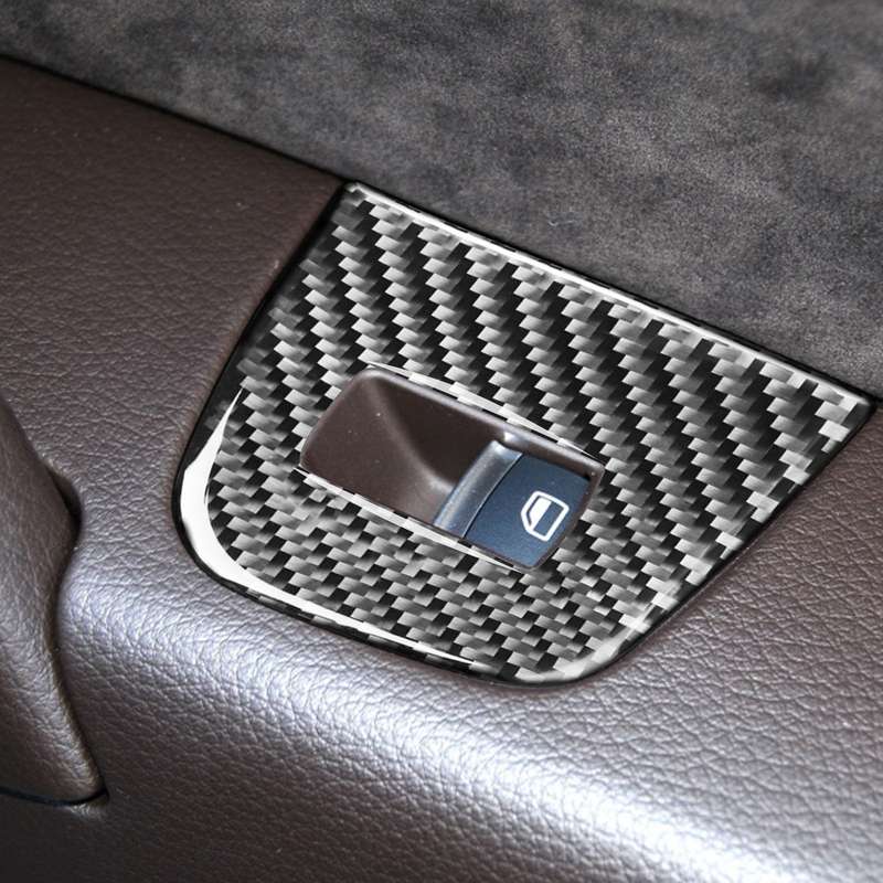 6 in 1 Car Carbon Fiber Window Glass Lifter Panel Decorative Sticker for Audi Q7 2008-2015, Left Dri