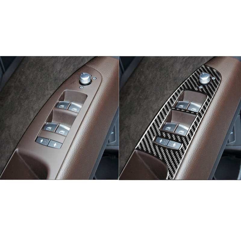 6 in 1 Car Carbon Fiber Window Glass Lifter Panel Decorative Sticker for Audi Q7 2008-2015, Left Dri