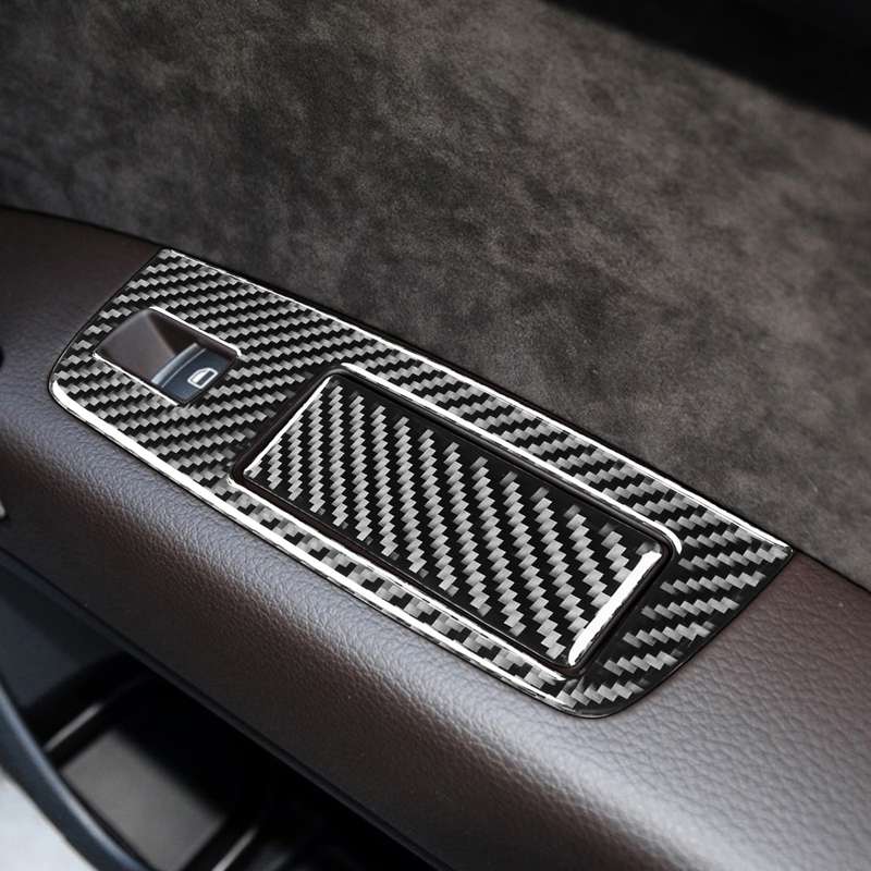 6 in 1 Car Carbon Fiber Window Glass Lifter Panel Decorative Sticker for Audi Q7 2008-2015, Right Dr