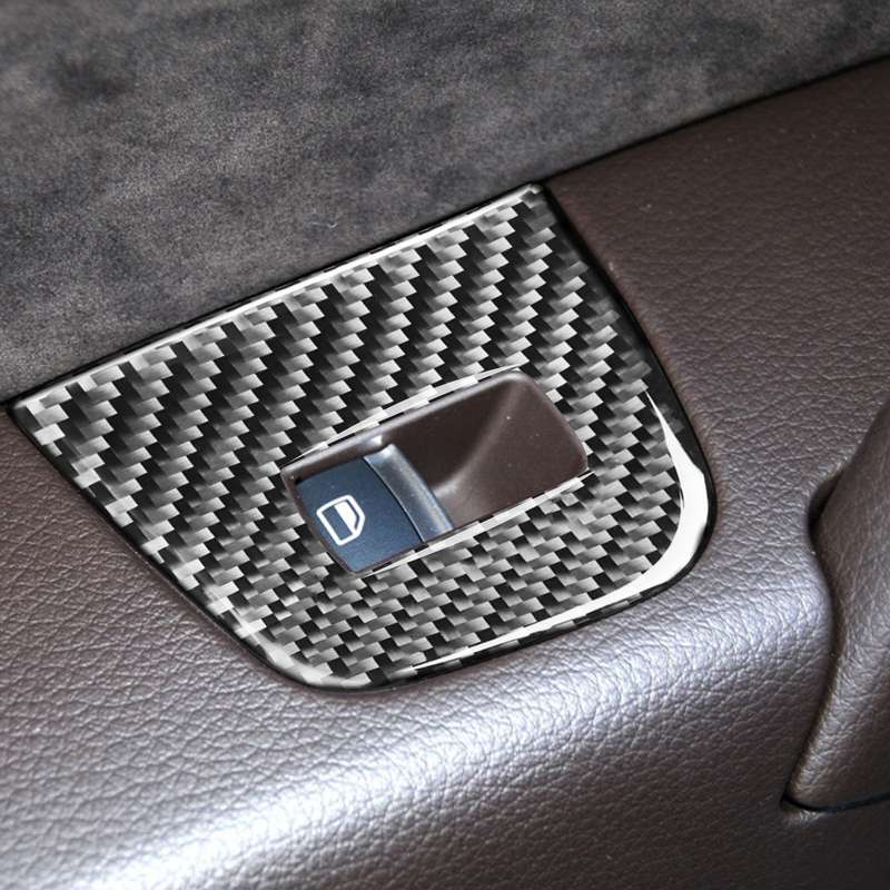 6 in 1 Car Carbon Fiber Window Glass Lifter Panel Decorative Sticker for Audi Q7 2008-2015, Right Dr