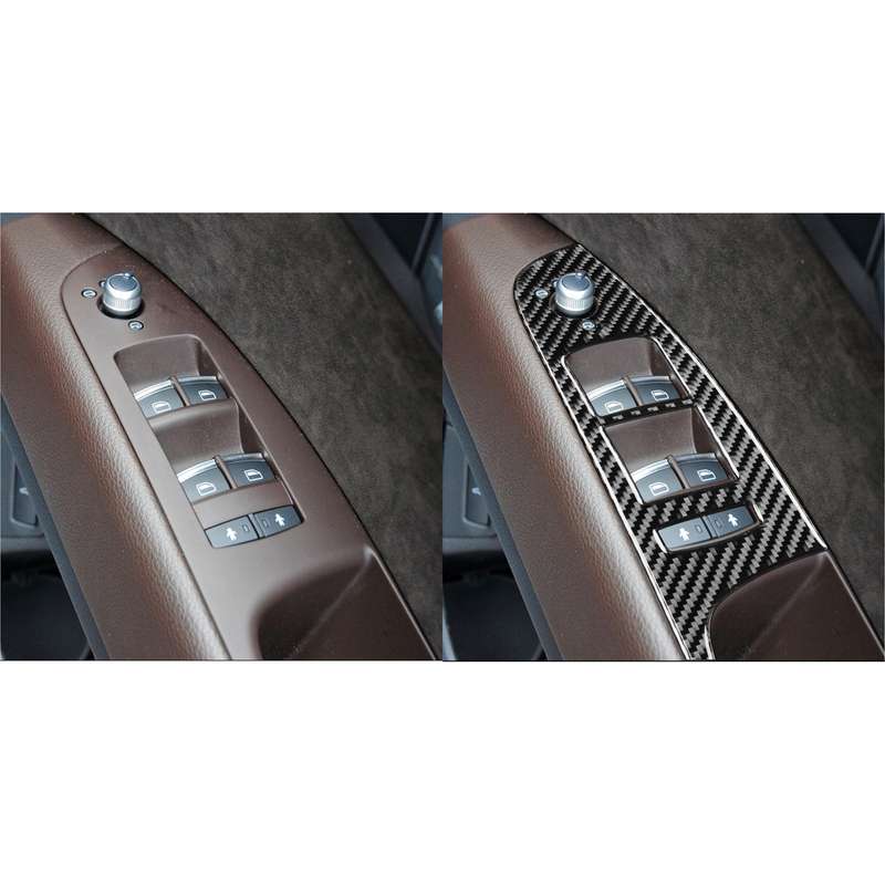 6 in 1 Car Carbon Fiber Window Glass Lifter Panel Decorative Sticker for Audi Q7 2008-2015, Right Dr
