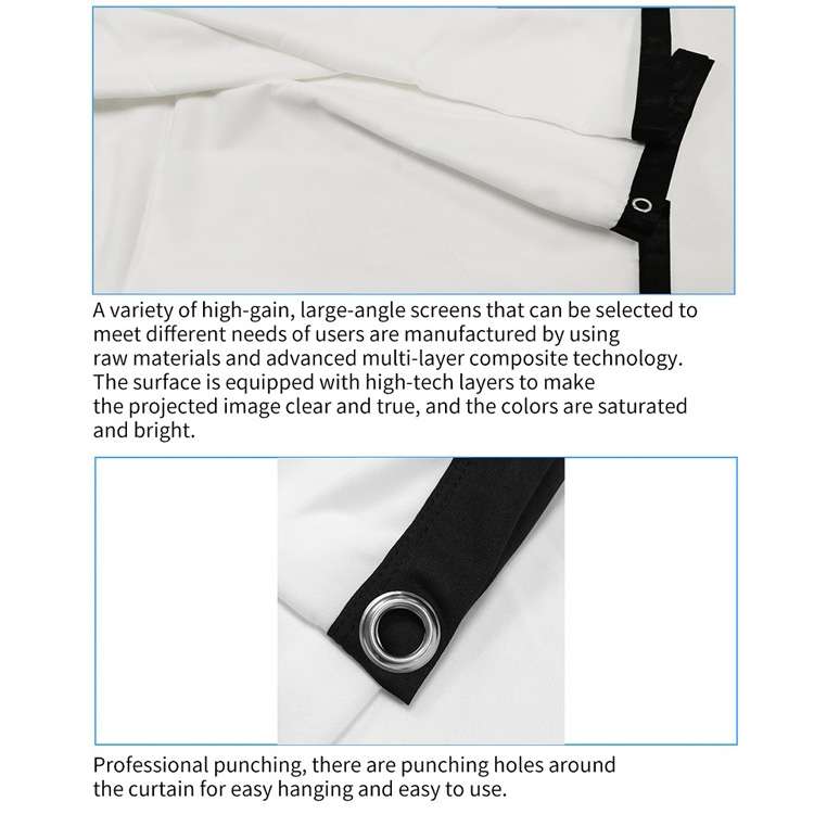 Simple Folding Thin Polyester Projector Film Curtain, Size:84 inch (4:3) Projection Area: 172x125cm