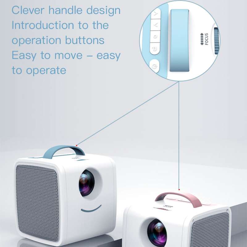 Q2 LED 1080P Mini Portable Projector Children Projector, Plug Type:UK Plug(Pink White)