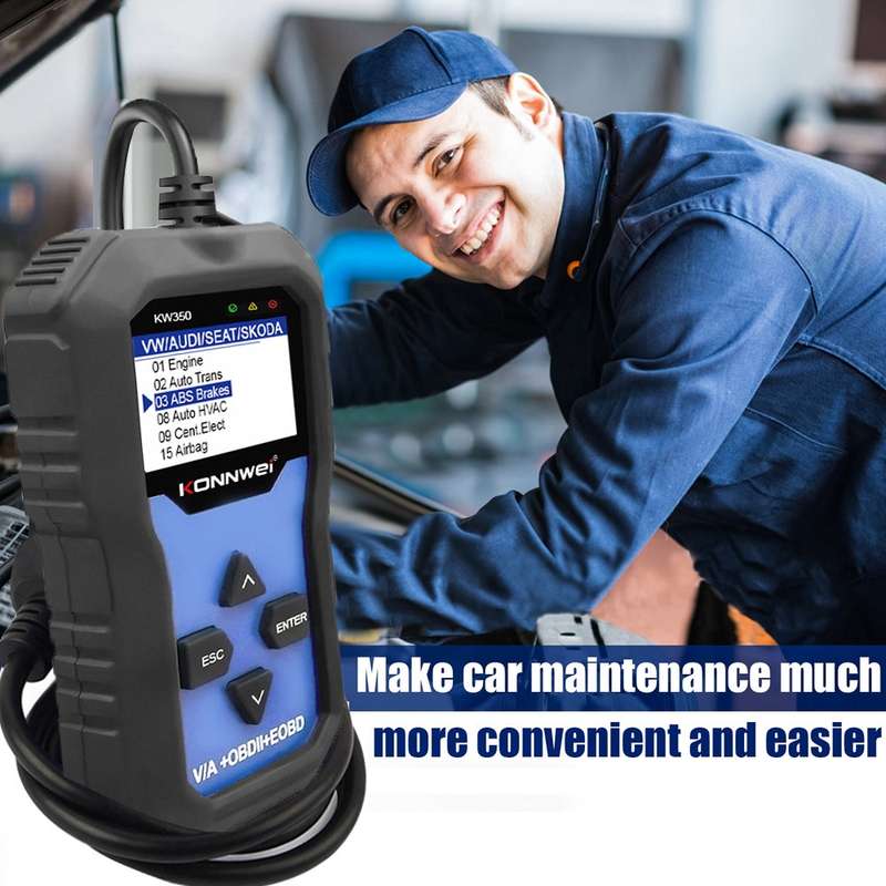 KONNWEI KW350 OBDII 12V Car Diagnostics Detector Scanner with 2 inch Black And White Display Screen