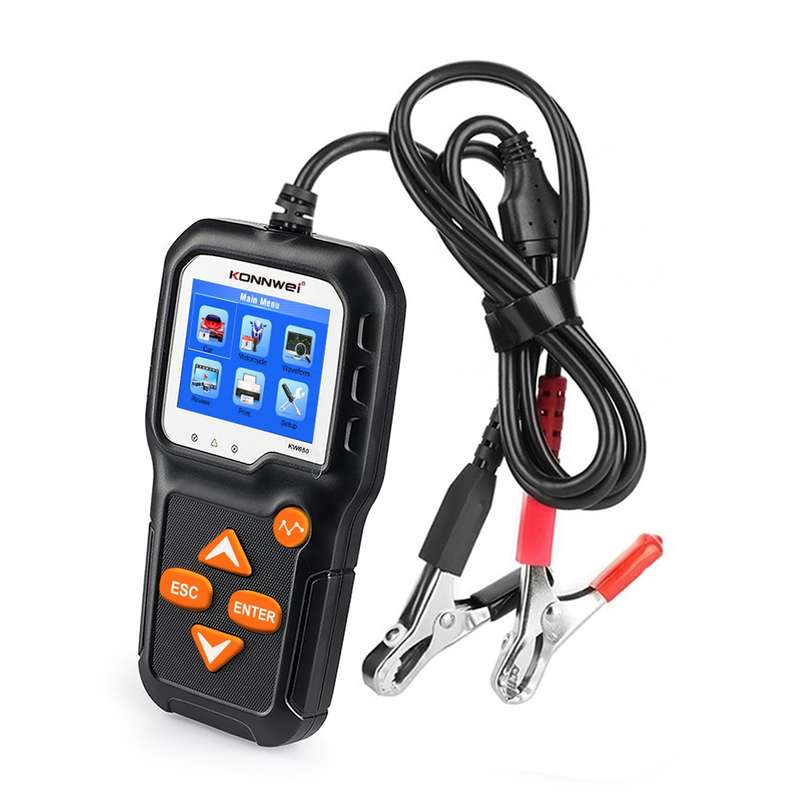 KONNWEI KW650 6V- 12V Car Motorcycle Battery Lawn Mower Detector with 2.4 inch Color Display & Wavef