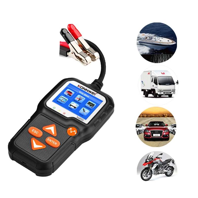 KONNWEI KW650 6V- 12V Car Motorcycle Battery Lawn Mower Detector with 2.4 inch Color Display & Wavef