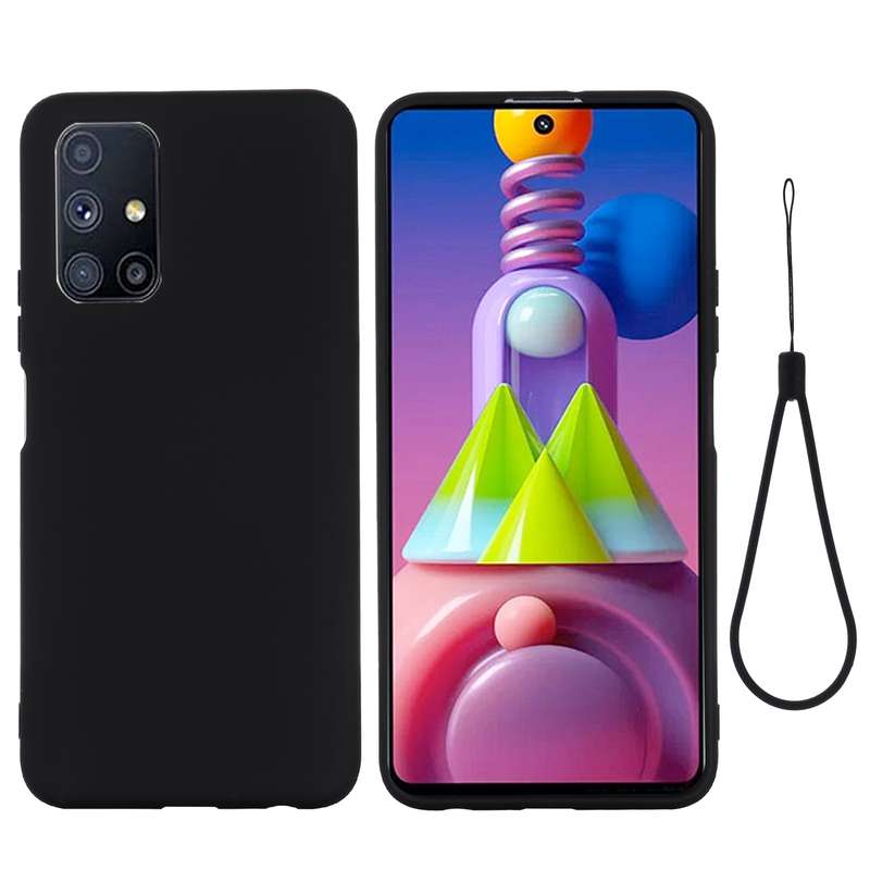 For Samsung Galaxy M51 (Indian Version) Pure Color Liquid Silicone Shockproof Full Coverage Case(Bla