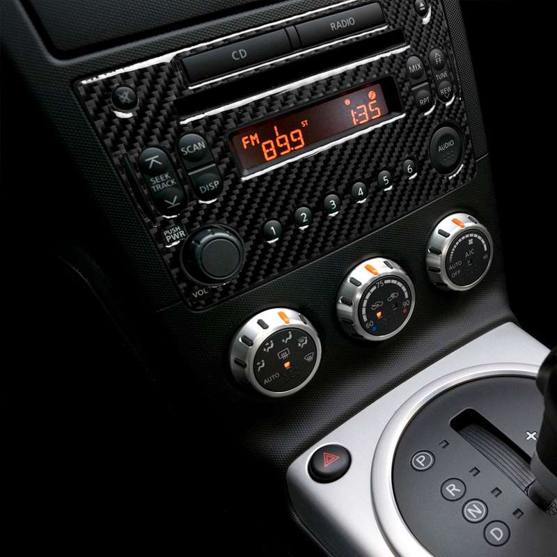 Car Carbon Fiber CD Radio Player Panel Decorative Sticker for Nissan 350z 2006-2009