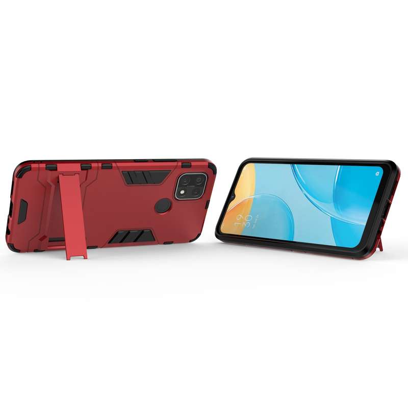 For OPPO A15 Shockproof PC + TPU Protective Case with Hidden Holder(Black)