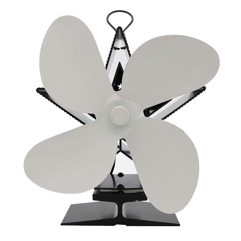 4-Blade Aluminum Heat Powered Fireplace Stove Fan (Black)