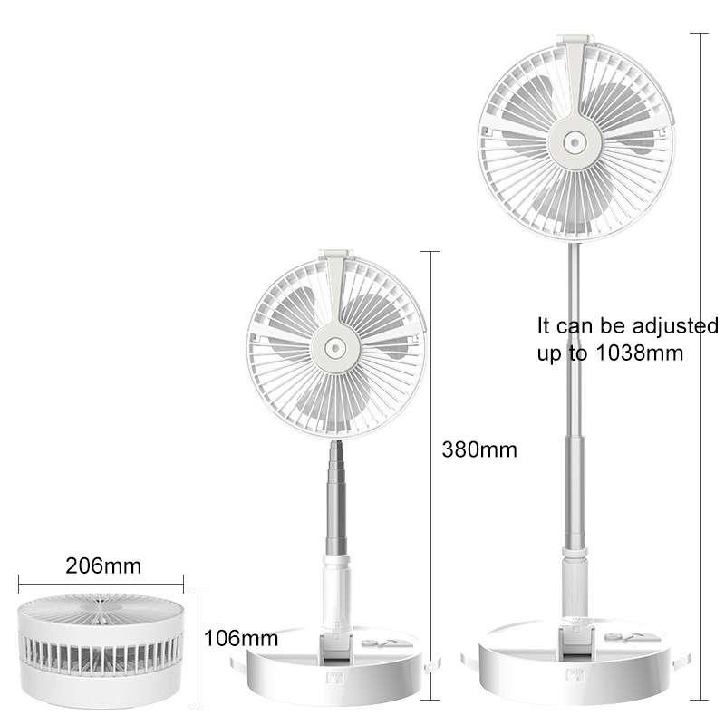 D606 4W USB Rechargeable Portable Four-speed Adjustable Desktop Fan(White)