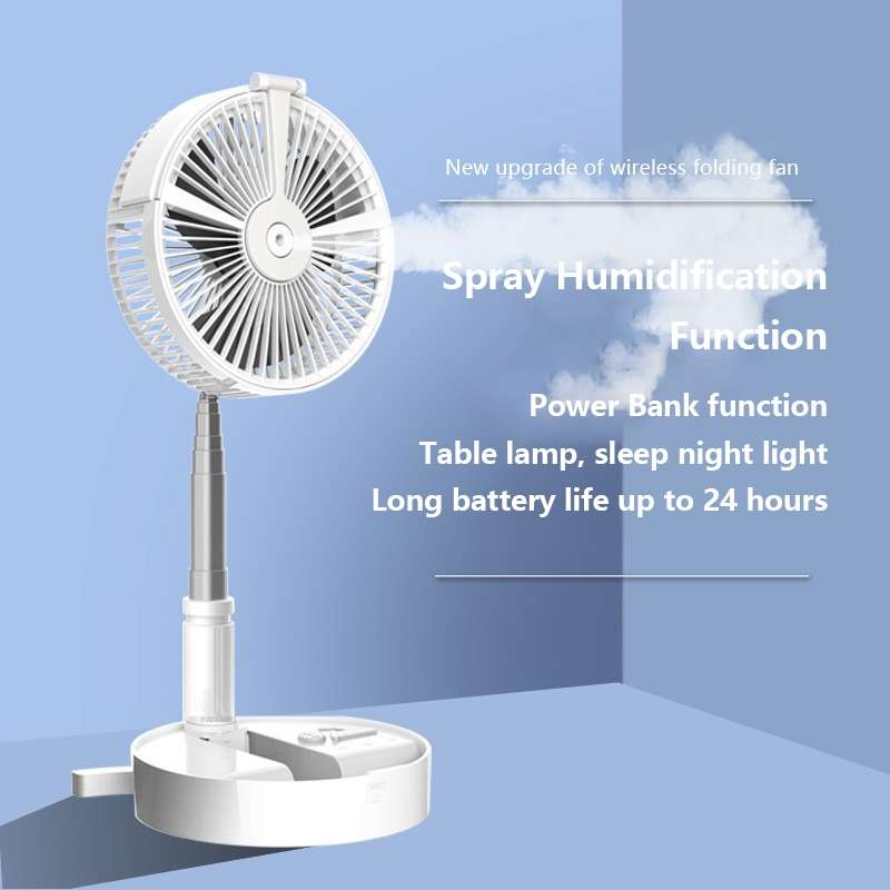 Humidifying and Moisturizing Spray Fan USB Charging Desktop Portable Folding Fan (White)