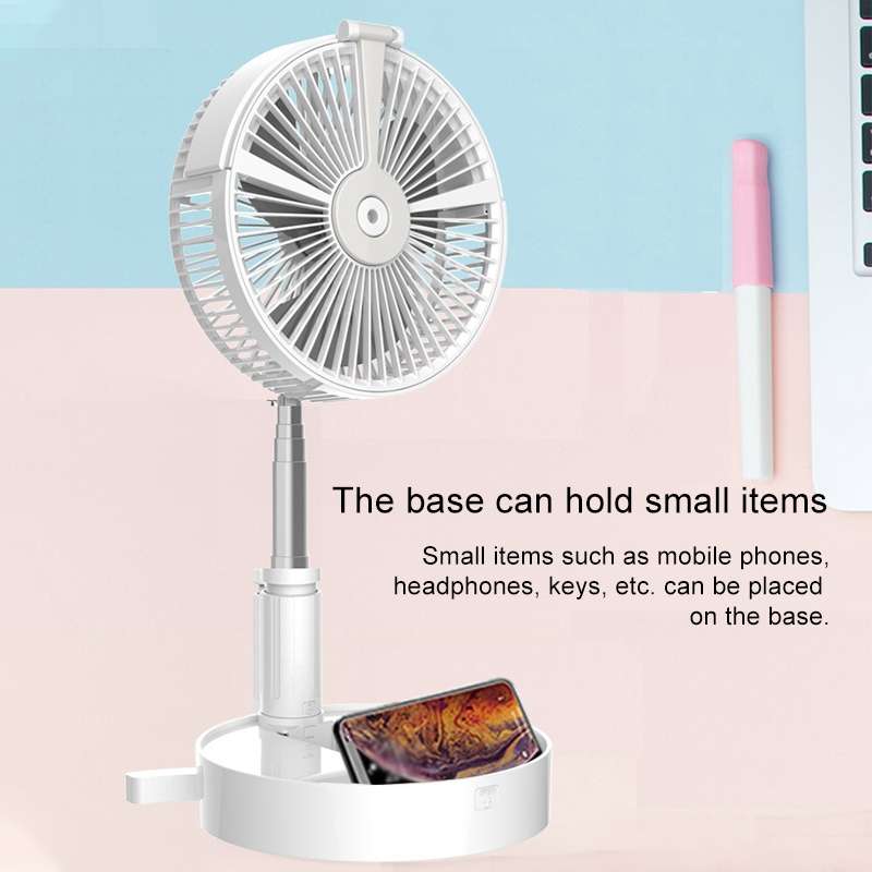 Humidifying and Moisturizing Spray Fan USB Charging Desktop Portable Folding Fan (White)
