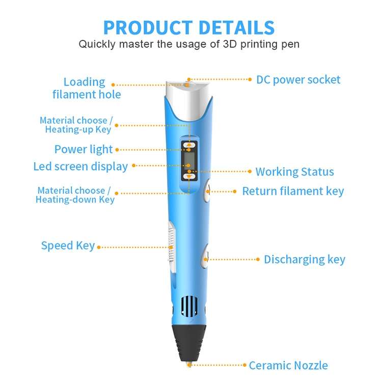 Hand-held 3D Printing Pen, USB Plug(Yellow)