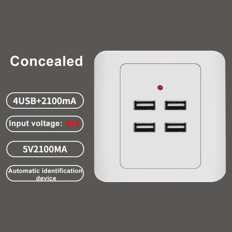 5V 3.1A 4 Ports USB Wall Charger Adapter Dock Station Socket Power Panel, 36V input