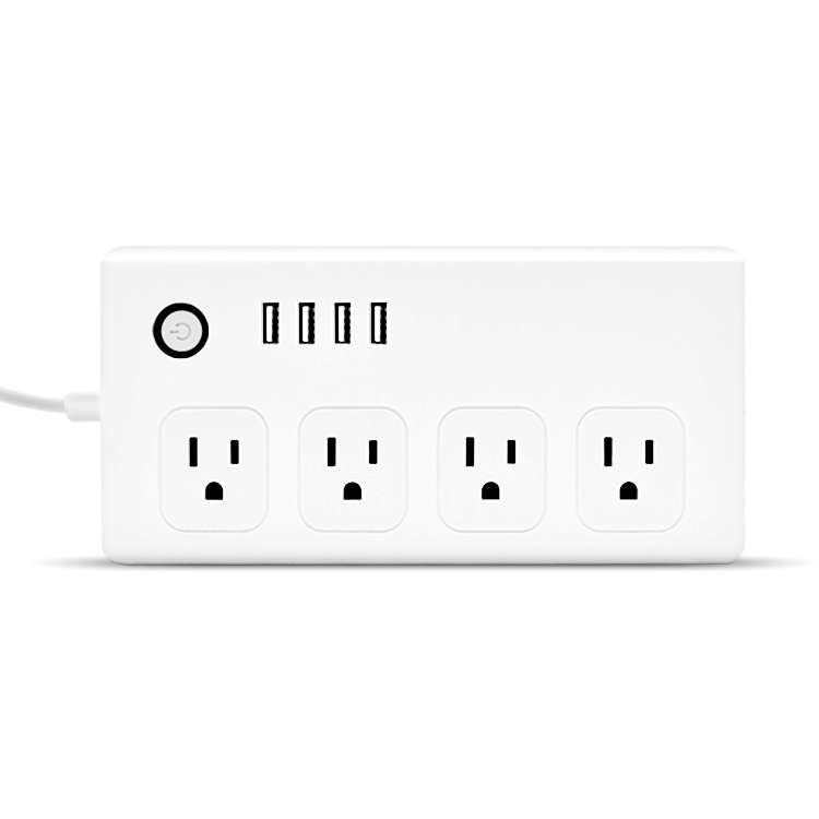 4 x USB Ports + 4 x US Plug Jack WiFi Remote Control Smart Power Socket Works with Alexa & Google Ho