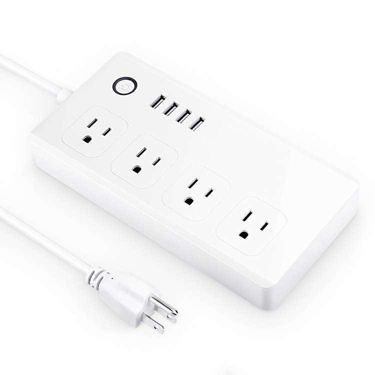 4 x USB Ports + 4 x US Plug Jack WiFi Remote Control Smart Power Socket Works with Alexa & Google Ho