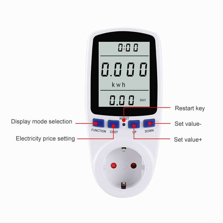 AC 230V 50Hz Max 16A LCD Display Energy Meter Watt Volt Voltage Power Analyzer Automatic Electricity