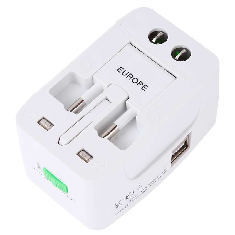 110-250V Multi-function Travel Universal Converter with Dual USB Interfaces, EU / UK / US / AU Plug(