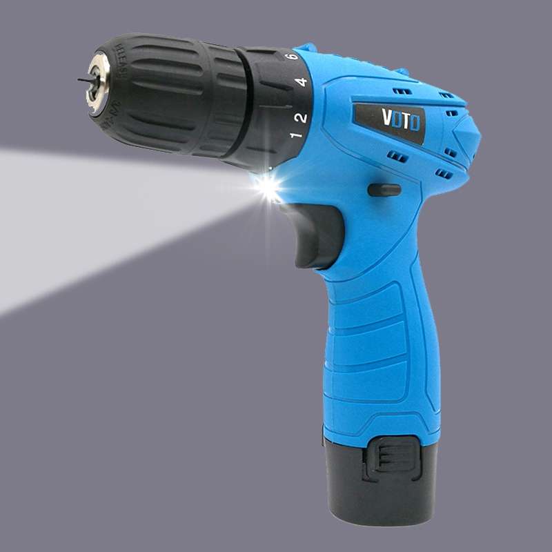 VOTO 12V Stepless Speed Regulation Rechargeable Hand Drill Set Electric Drill Power Tools with LED L