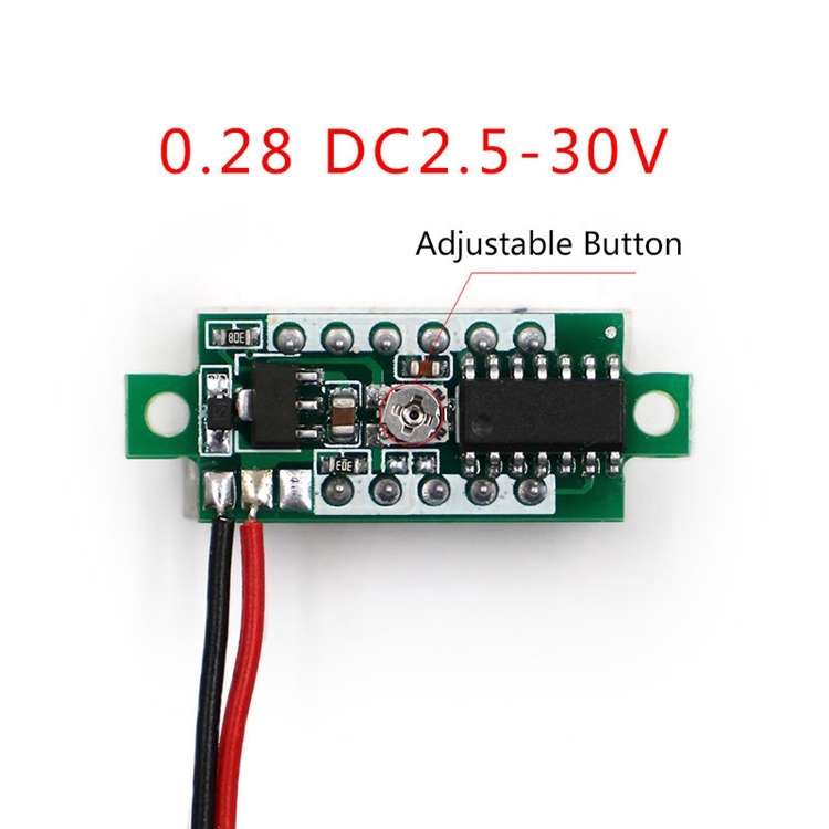 10 PCS 0.28 inch 2 Wires Adjustable Digital Voltage Meter, Color Light Display, Measure Voltage: DC