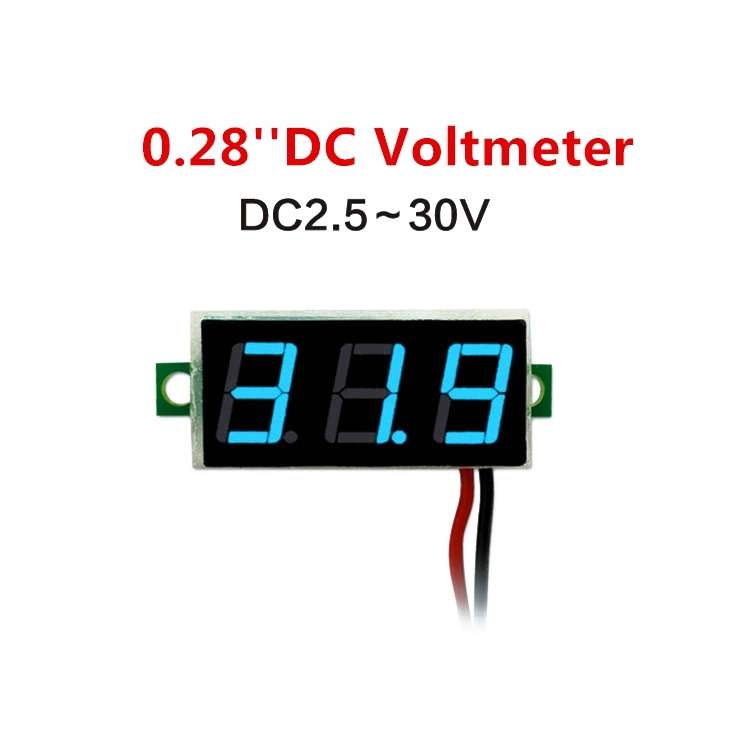10 PCS 0.28 inch 2 Wires Adjustable Digital Voltage Meter, Color Light Display, Measure Voltage: DC