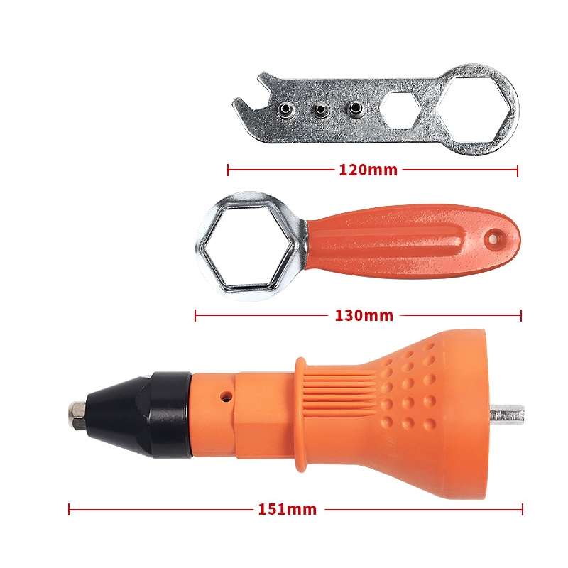 220V Electric Rivet Nut Gun Cordless Drill Riveting Adapter Tool (Orange)