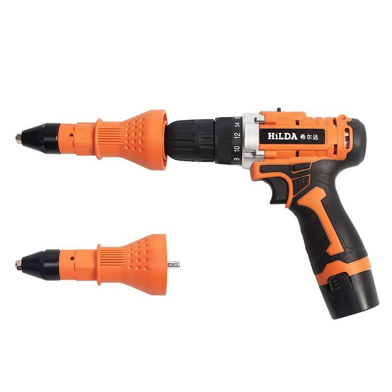 220V Electric Rivet Nut Gun Cordless Drill Riveting Adapter Tool (Orange)