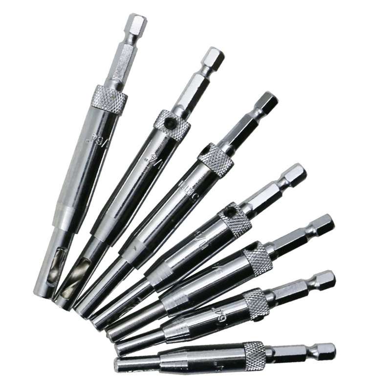 7 PCS/Set Doors Self Centering Hinge Tapper Core Drill Bit Set Hole Puncher Woodworking Tools(5/64,7