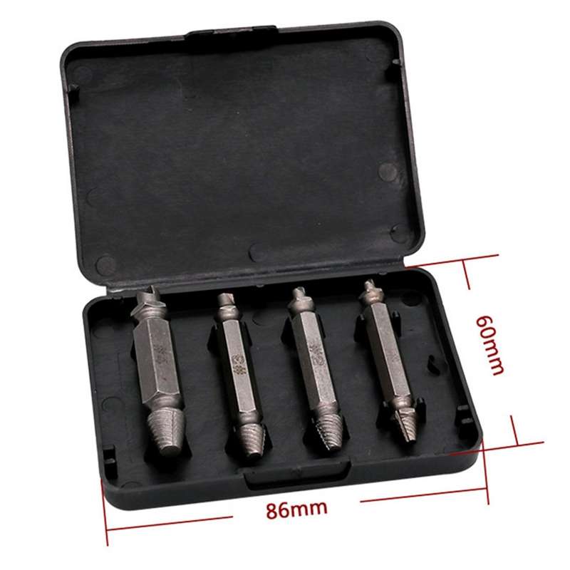 4 in 1 Screw Extractor Drill Bits Tool Broken Bolt Remover(1#, 2#, 3#, 4#), with Plastic Case