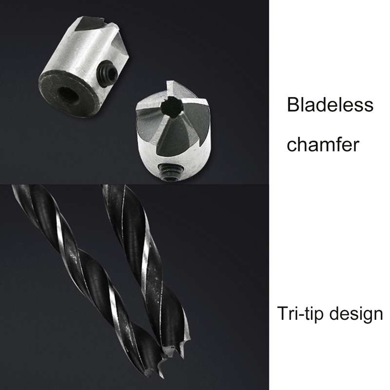 4 in 1 Woodworking Countersink Chamfer Three-Pointed High-Speed Steel Drill Bits Set, 3-6mm